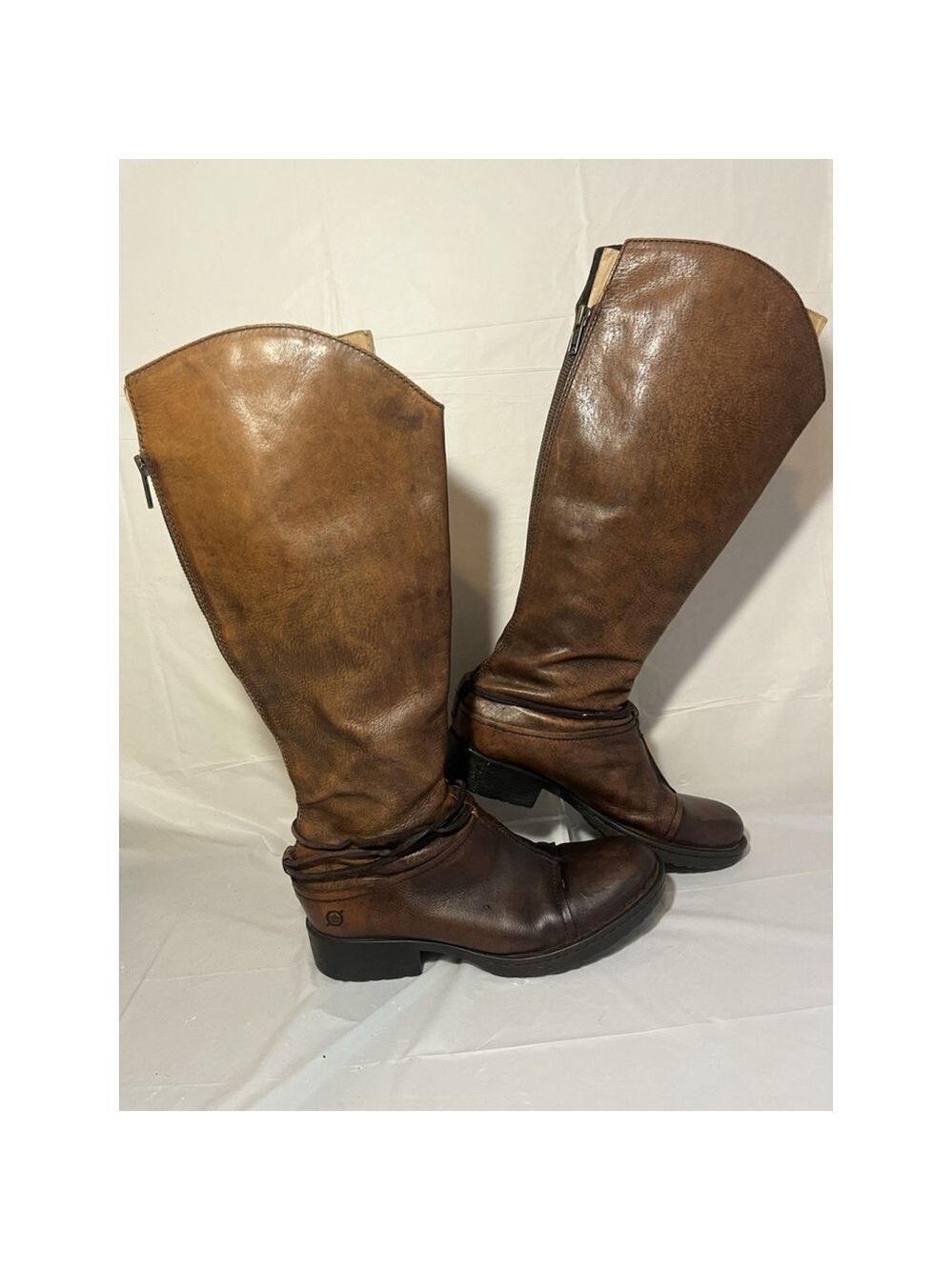 Born Shyra Tall Brown Leather Riding Boots Women Sz 8 - Picture 8 of 16